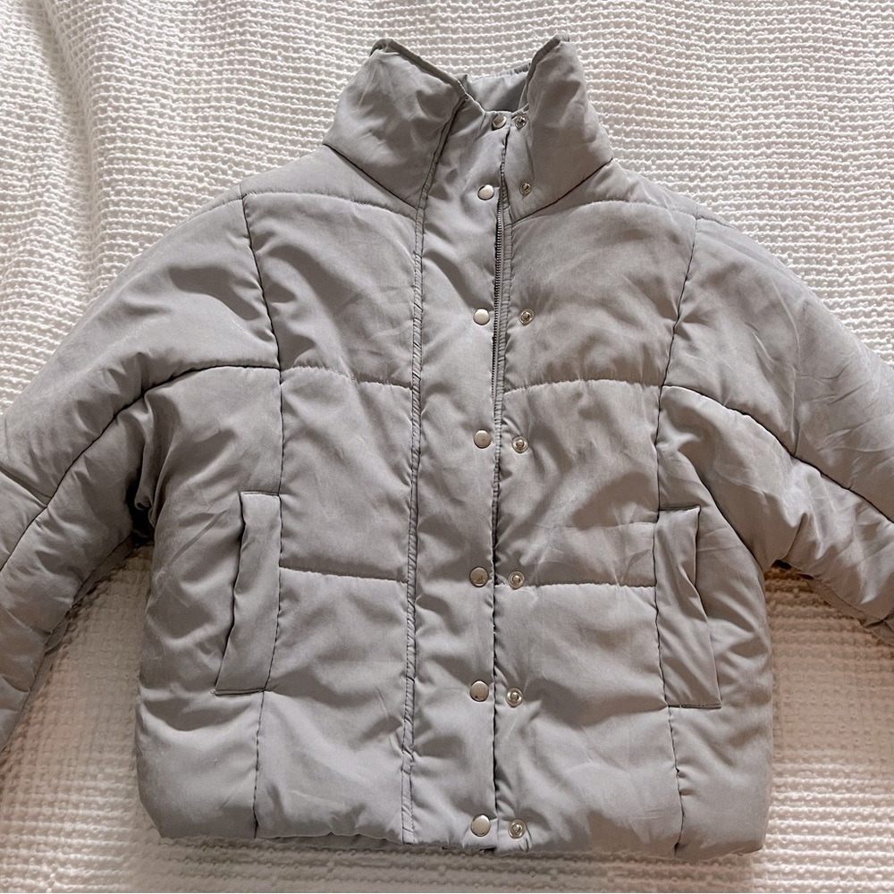 Pretty Little Thing Faux Suede Puffer Jacket Sz 4